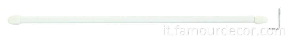 Hardware on top of white coffee rod curtain